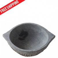 Kalchatti - Soap Stone Cooking vessel - Flat Bowl shaped 